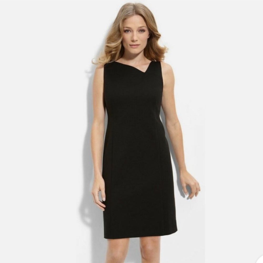 Eileen Fisher Elegant Stretch Career Dress 14 Black Vintage Lined w Silk NWT